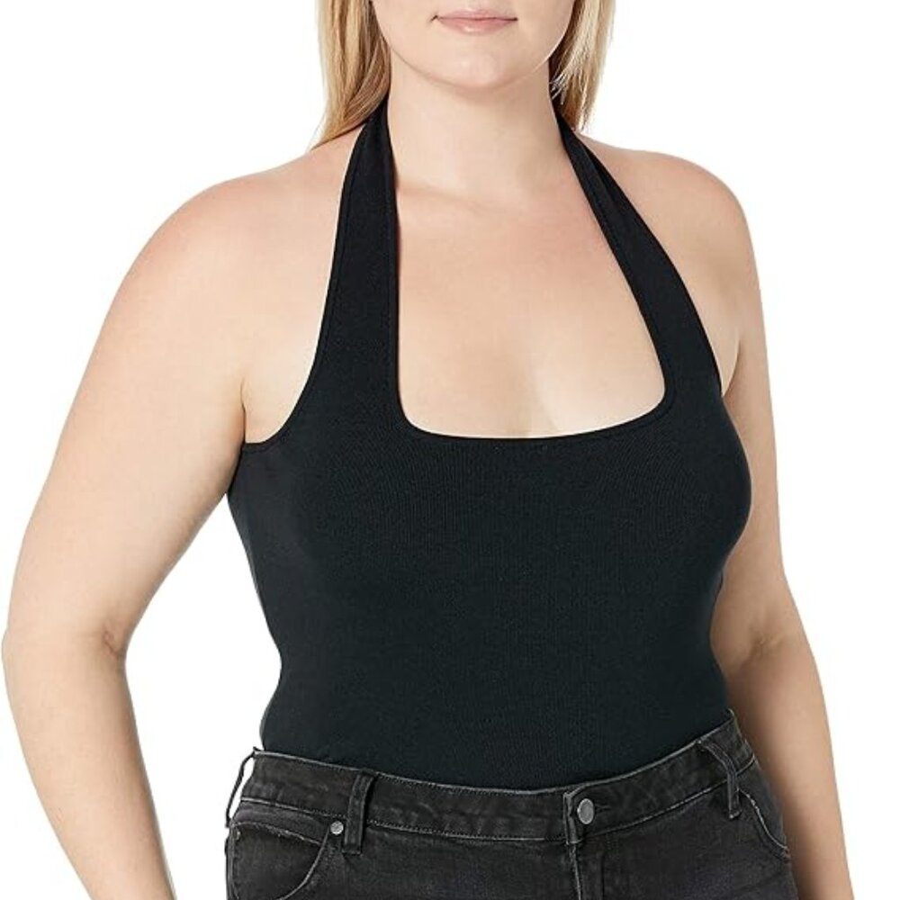New THE DROP Greta Black Stretch Halter Top - Size 2X -with tags